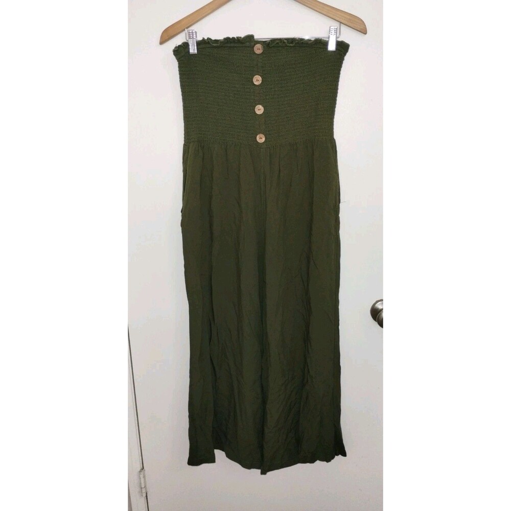 Women's Naoo Nation Ak  Jumpsuits  Green Strapless Buttons Stretchy Large